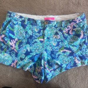Lilly Pulitzer Blue Floral Callahan Stretchy Shorts